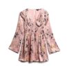 Flare Sleeve Jacquard Mini Dress