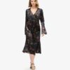 Flare Sleeved Jacquard Midi Dress