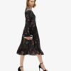 Flare Sleeved Jacquard Midi Dress