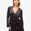 Flare Sleeved Jacquard Midi Dress