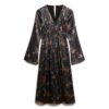 Flare Sleeved Jacquard Midi Dress