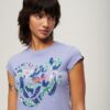 Floral Scripted Cap Sleeve T-Shirt