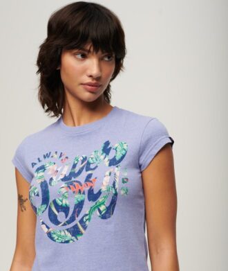Floral Scripted Cap Sleeve T-Shirt