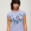 Floral Scripted Cap Sleeve T-Shirt