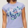 Floral Scripted Cap Sleeve T-Shirt