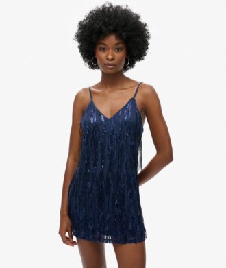 Fringe V Neck Cami Mini Dress