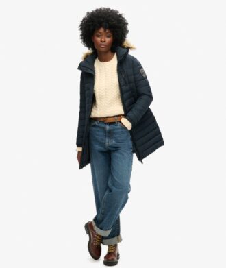 Fuji Hooded Mid Length Puffer Coat