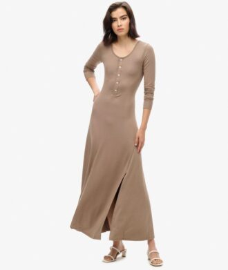 Half Button Midi Dress