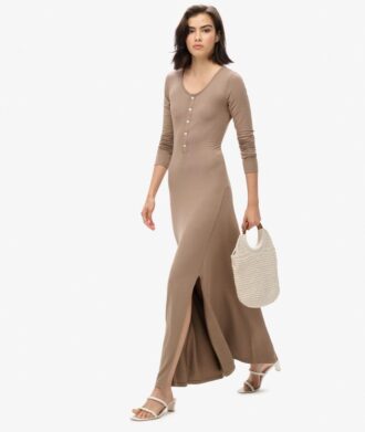 Half Button Midi Dress