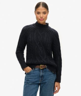 High Neck Cable Knit Jumper