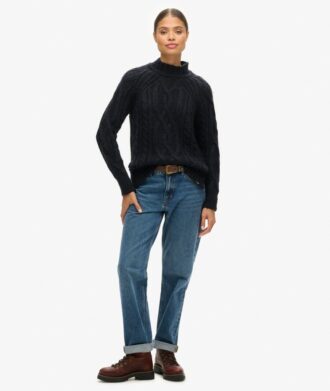 High Neck Cable Knit Jumper