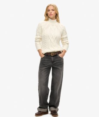 High Neck Cable Knit Jumper