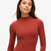 High Neck Long Sleeve Jersey Mini Dress