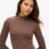 High Neck Long Sleeve Jersey Mini Dress