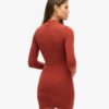 High Neck Long Sleeve Jersey Mini Dress