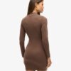 High Neck Long Sleeve Jersey Mini Dress
