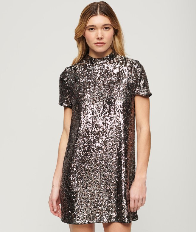 High Neck Sequin T-Shirt Dress High Neck Sequin T-Shirt Dress