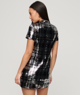 High Neck Sequin T-Shirt Dress