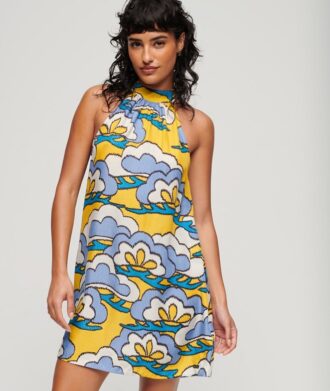 High Neck Sleeveless Mini Dress