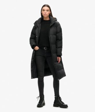 hooded longline puffer coat 1 2 330x391 - Hooded Longline Puffer Coat