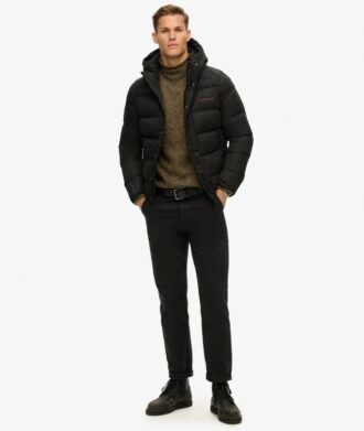 Hooded Microfibre Sports Puffer Jacket