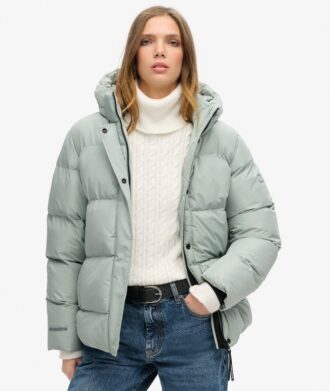 Hooded Mid Length Sports Puffer Jacket
