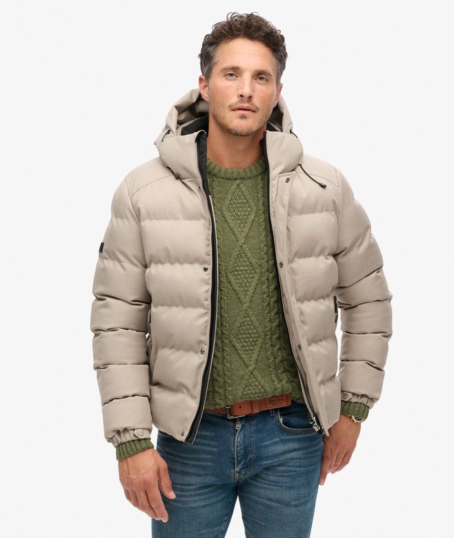 Hooded Tweed Sports Puffer Jacket Hooded Tweed Sports Puffer Jacket