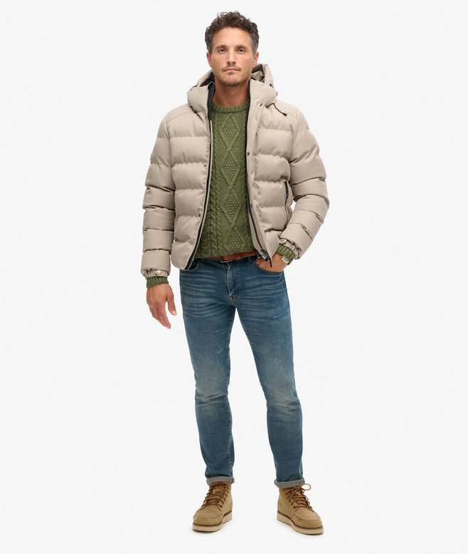 Hooded Tweed Sports Puffer Jacket Hooded Tweed Sports Puffer Jacket