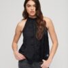 Lace Sleeveless High Neck Top