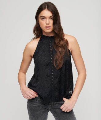 Lace Sleeveless High Neck Top