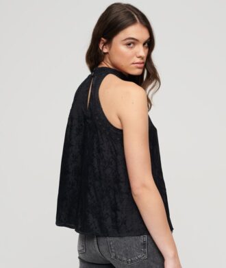 Lace Sleeveless High Neck Top