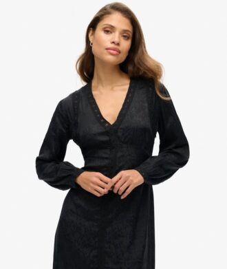 Lace Trim Midi Dress