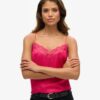 Lace Trim Satin Cami Top