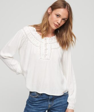 Lace Trim Woven Top