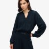 Long Sleeve Lace Trim Smocked Blouse Long Sleeve Lace Trim Smocked Blouse