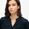 Long Sleeve Lace Trim Smocked Blouse Long Sleeve Lace Trim Smocked Blouse