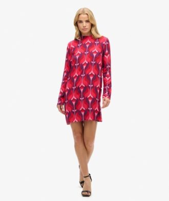 Long Sleeve Printed Mini Dress