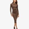 Long Sleeve Ruched Midi Dress Long Sleeve Ruched Midi Dress
