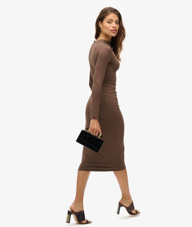Long Sleeve Ruched Midi Dress Long Sleeve Ruched Midi Dress
