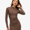 Long Sleeve Ruched Midi Dress Long Sleeve Ruched Midi Dress