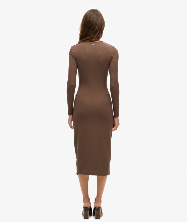 Long Sleeve Ruched Midi Dress Long Sleeve Ruched Midi Dress