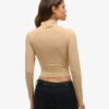 Long Sleeve Ruched Mock Neck Top