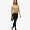 Long Sleeve Ruched Mock Neck Top