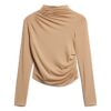 Long Sleeve Ruched Mock Neck Top
