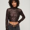 Long Sleeve Sequin Crop Top