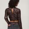 Long Sleeve Sequin Crop Top
