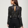 Long Sleeve Sequin Crop Top
