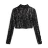 Long Sleeve Sequin Crop Top