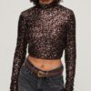 Long Sleeve Sequin Crop Top