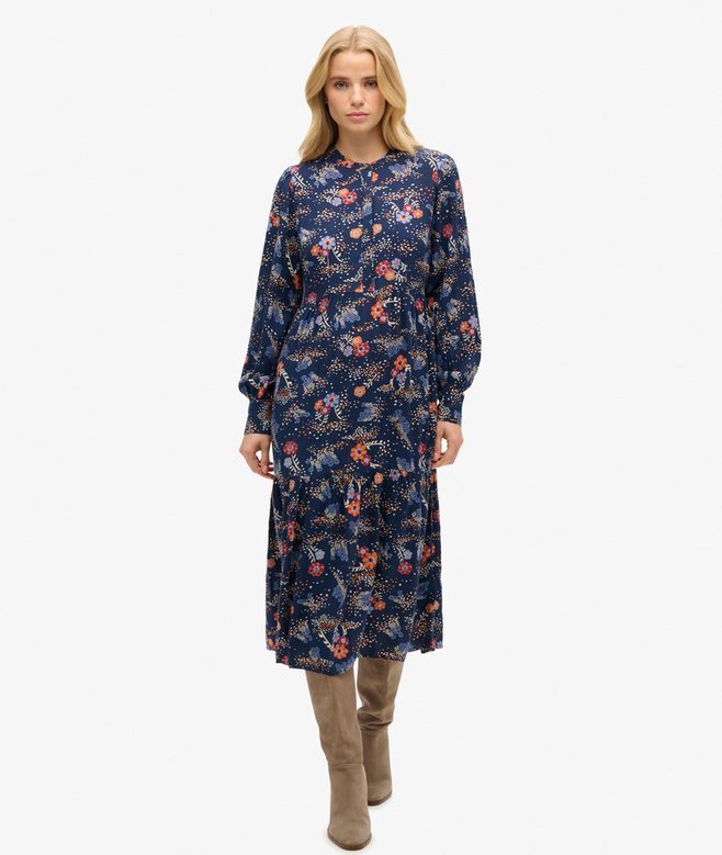 Long Sleeve Tiered Midi Dress Long Sleeve Tiered Midi Dress